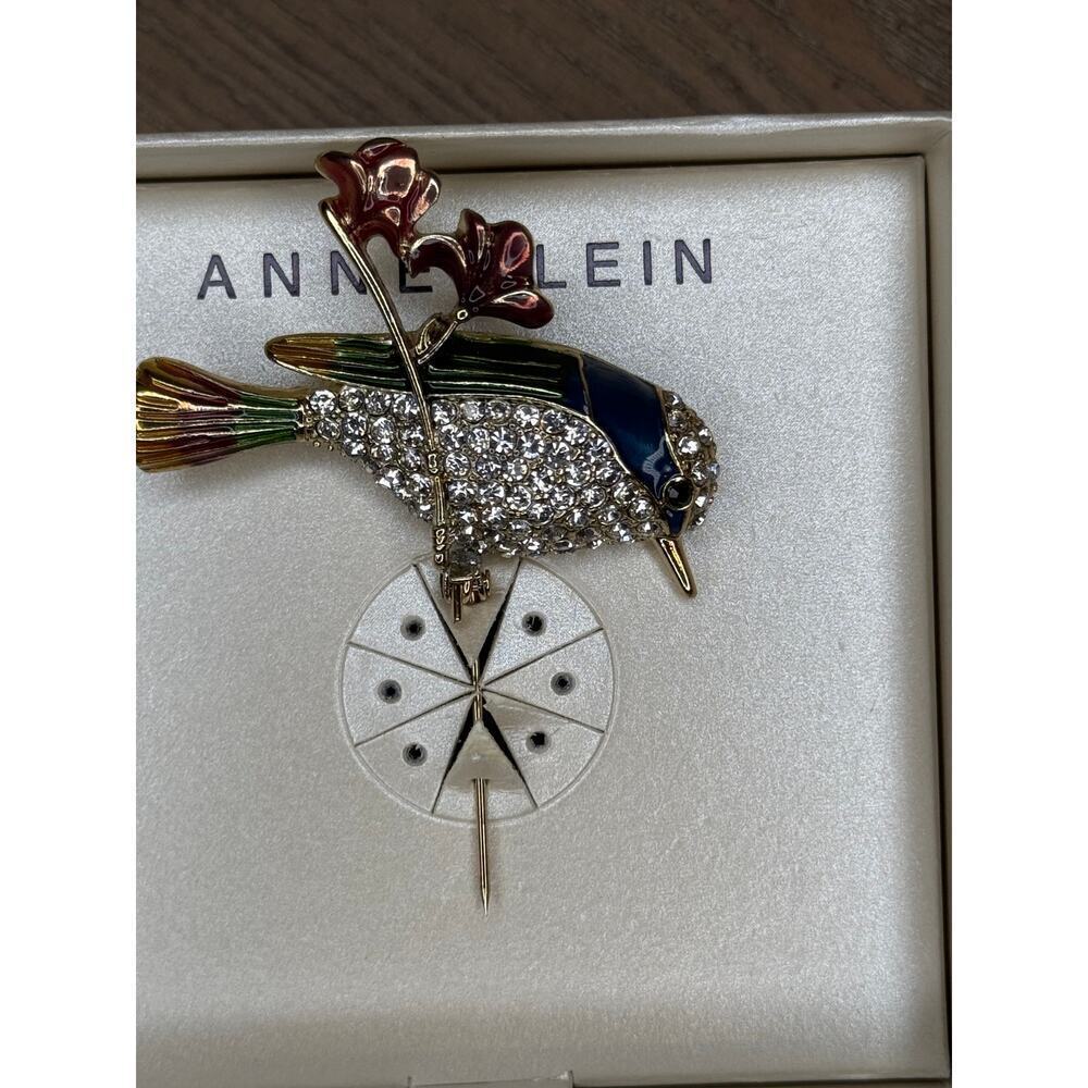 Anne Klein Gold-Tone Multi Crystal Bird on Branch Pin | NWT - Picture 3 of 4